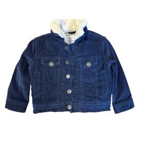 J. CREW CREWCUTS Boys Unisex Corduroy Jacket Size 2T Navy Fleece Lined Sherpa